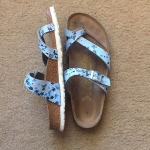 blue floral birks